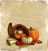 thanksgiving day card with pumpkin
