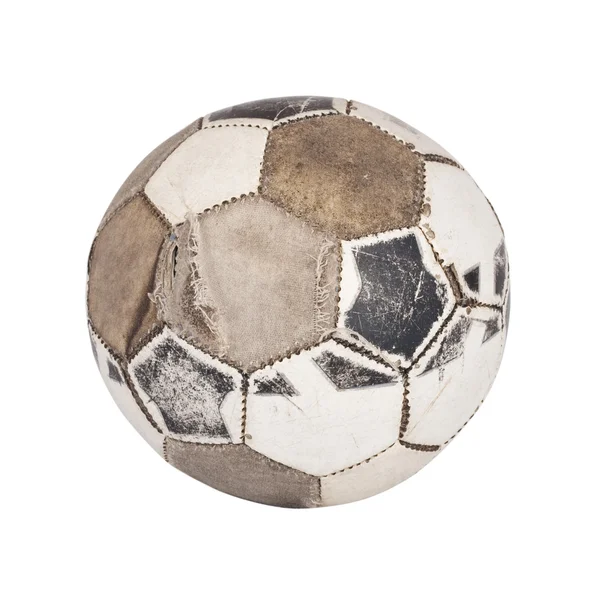 对于足球的旧球。在白色背景上孤立 - 图库照片