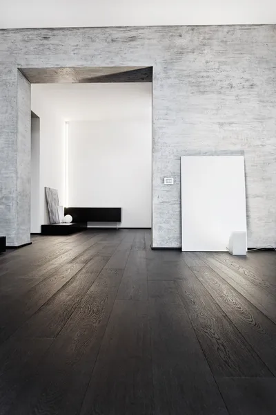 Modern minimalism style corridor interior in black and white tones