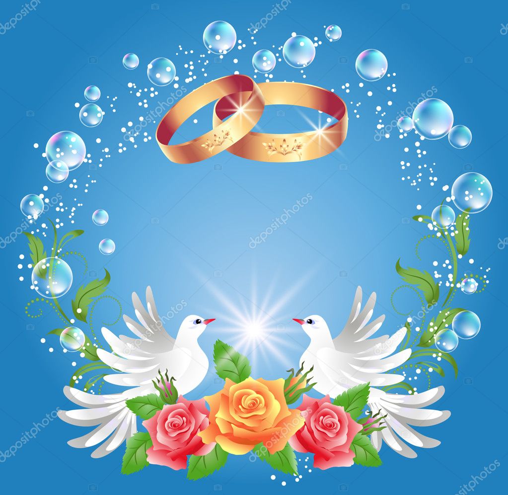 Wedding rings and doves
