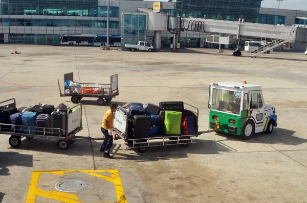 ISTANBUL, TURKEY - JUNE 06: Loading platform and carts in Istanbul Ataturk Airport on June 06, 2012 in Istanbul, Turkey.