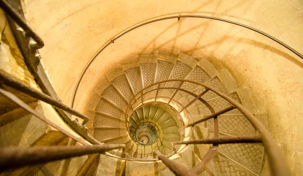 Upside view into the spiral stairway in France