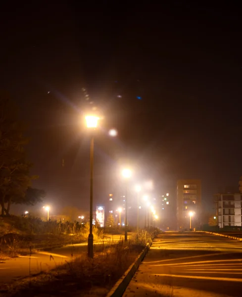 Night street lights in the city