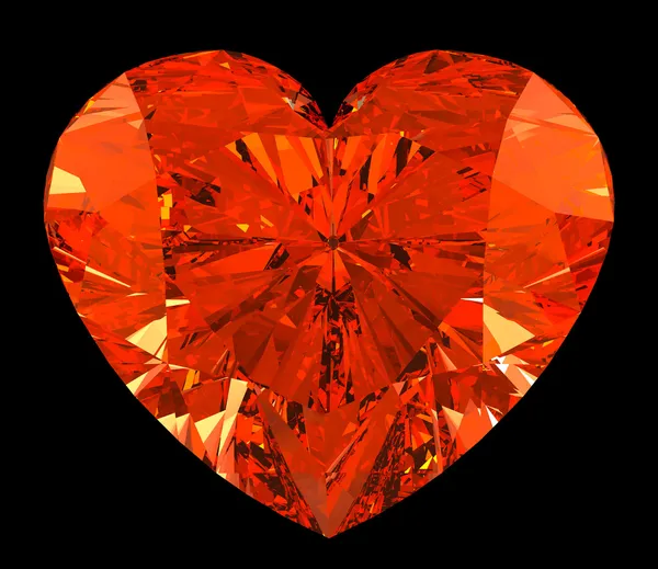 Red heart cut shape diamond over black