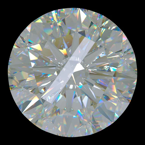 Gemstone: top view of round diamond isolated on black