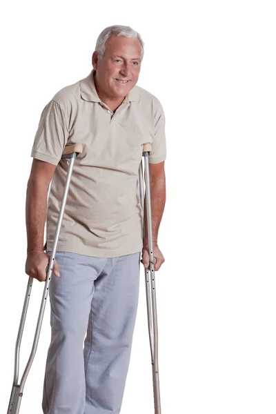 Senior Man with Crutches