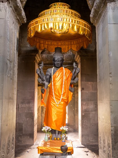 Ancient Vishnu Hindu God Statue in Angkor Wat, Cambodia