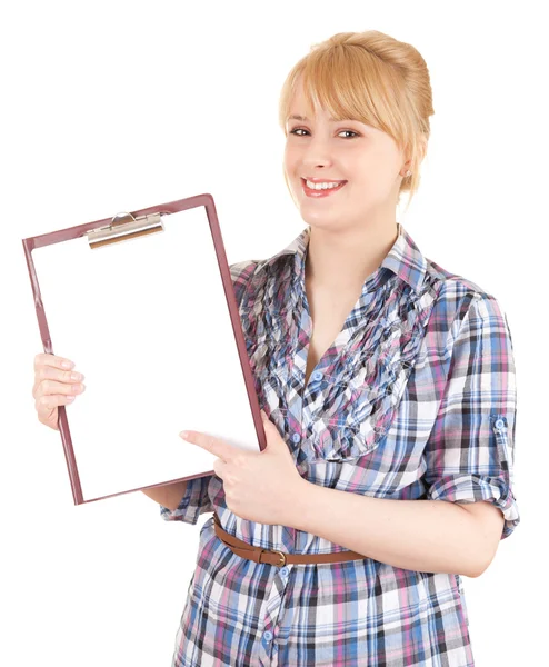 Student woman with clipboard