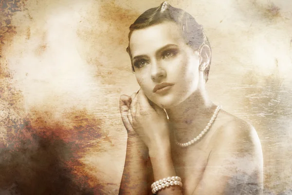 Portrait of beautiful woman with old photo effect
