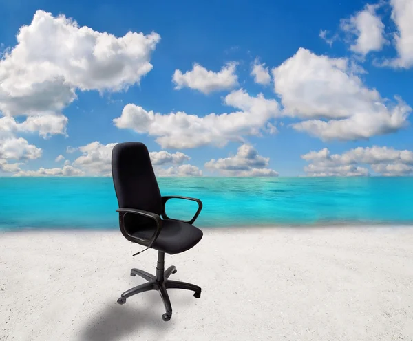 Office chair near turquoise sea