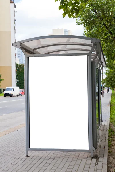 Blank billboard on bus stop