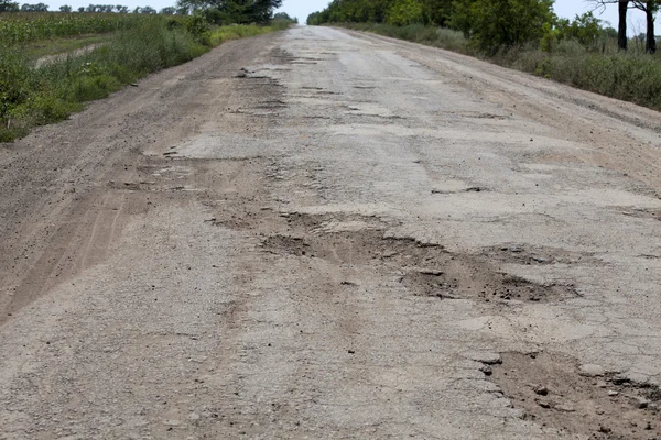 Broken road in Ukraine, Odessa region, 2012, July
