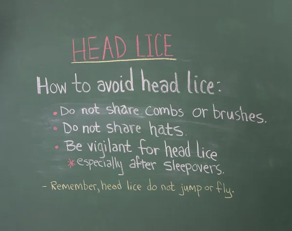 Head Lice information on chalkboard