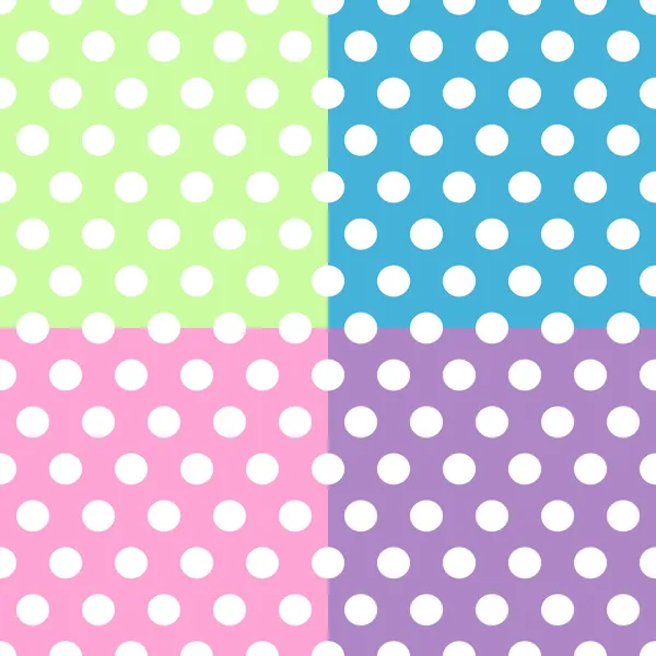 Seamless white polka dots pattern over colorful squares