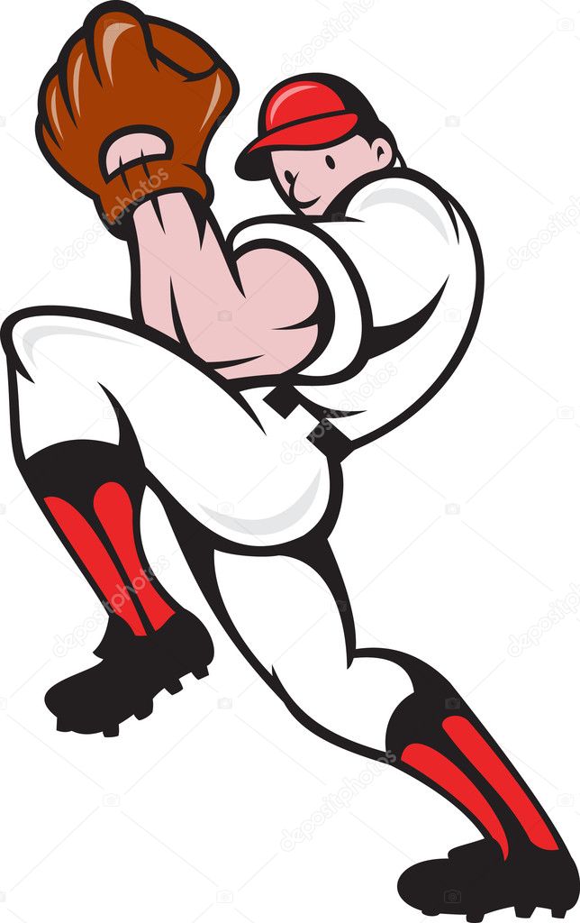 Cartoon Baseball Pitcher