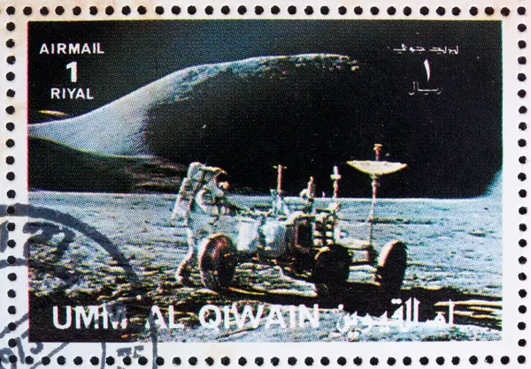 Postage stamp Umm al-Quwain 1972 Astronaut and Lunar Rover