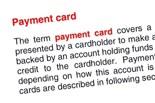Payment card text highlighted in red