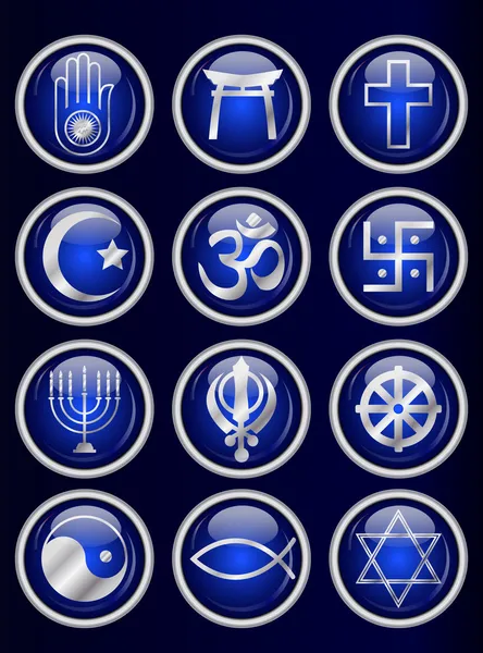 Religious symbols glossy web buttons