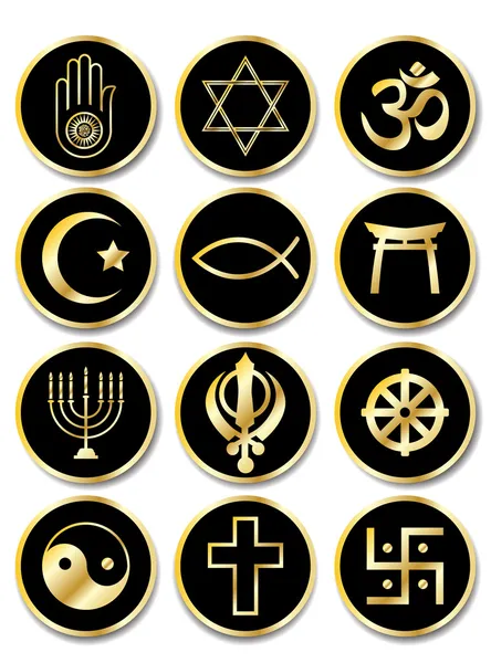 Religious symbols stickers gold on black