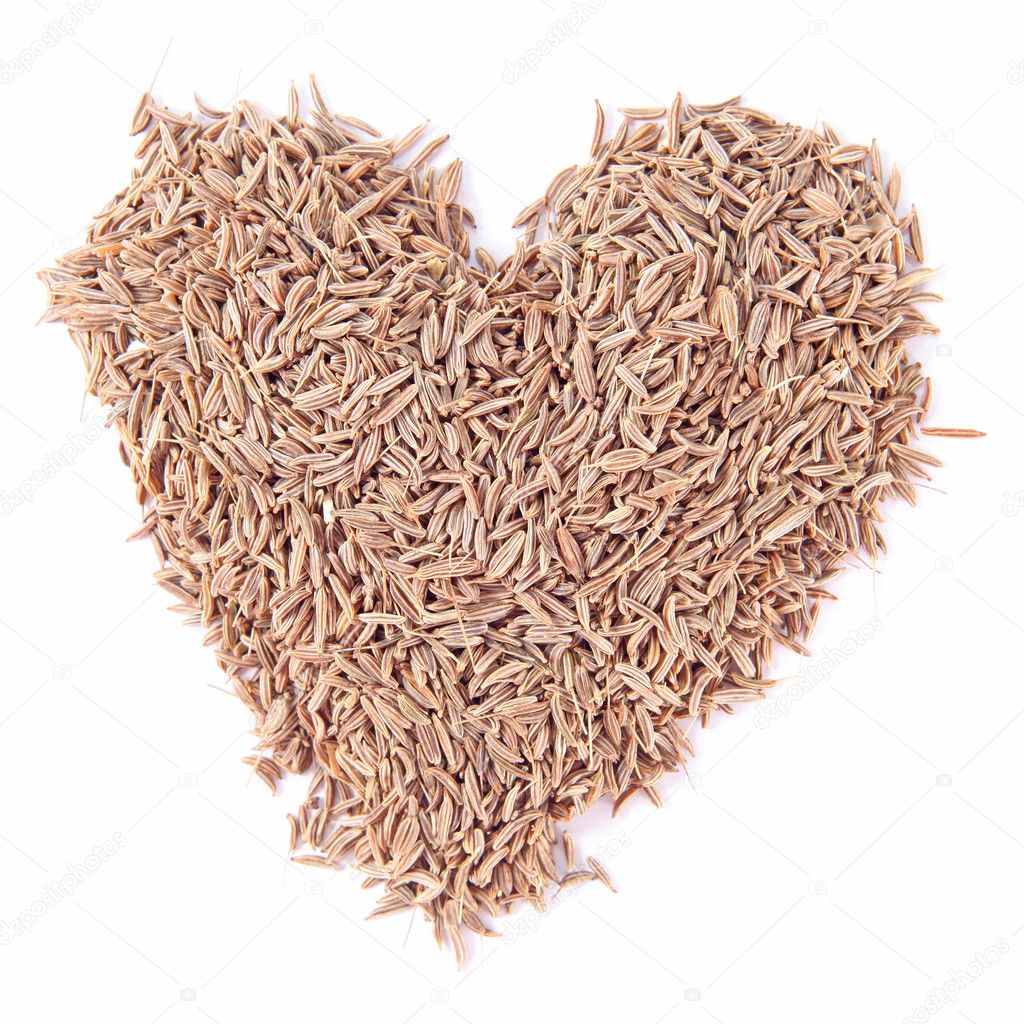 Cumin seeds heart isolated on white background — Stock Photo © aluha123 11235751