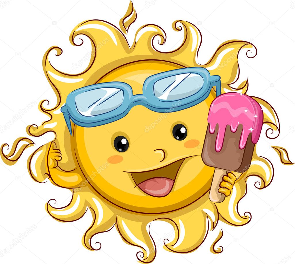 Sonne hält ein Eis am Stiel — Stockfoto 11570488