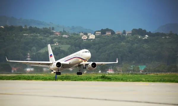 The TU-214SUS Russian government Squadron takes off from the airport of Sochi