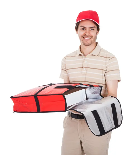 Pizza delivery boy with thermal bag — Stock Photo © AndreyPopov 10867964