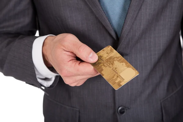 Successful businessman holding credit card