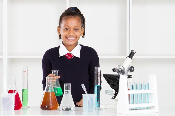 Elementary school pupil in science class
