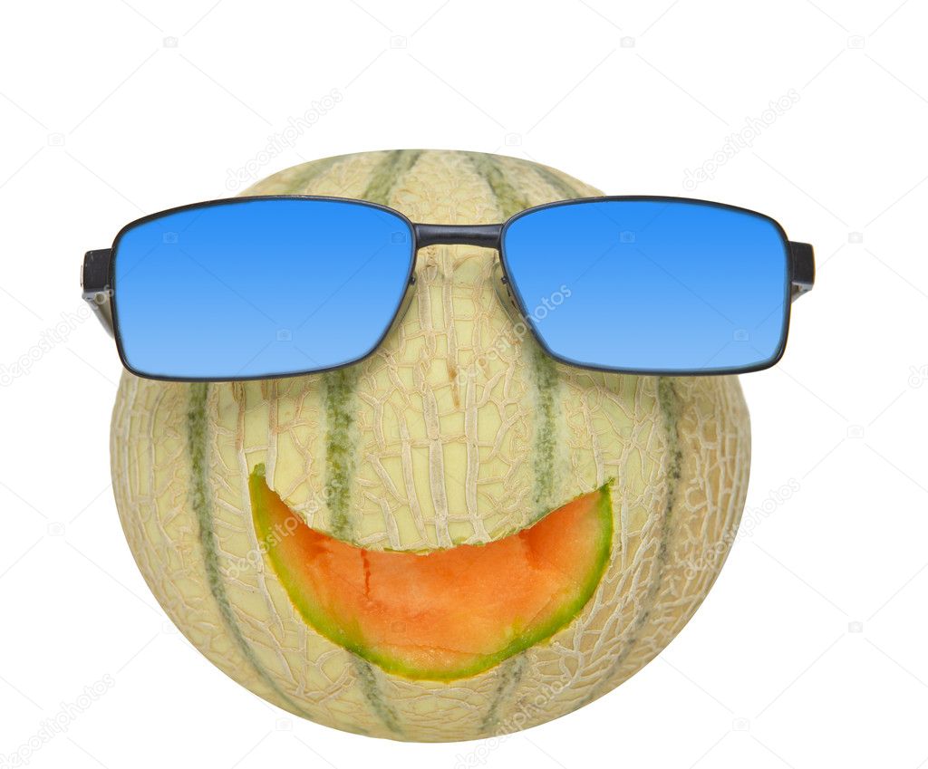 Melon with glasses — Stock Photo © delkoo 11761603