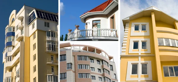Real estate collage of four residential houses