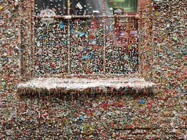 Chewing gums on a theatre\'s wall in Seattle