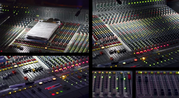 Audio mixing console in studio