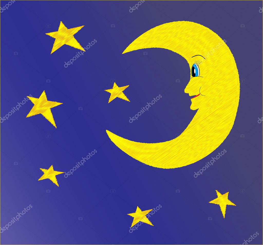 Night Sky Moon and Stars