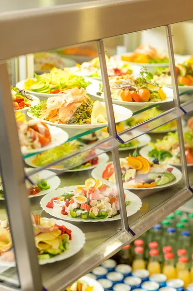 Cafeteria self service display food fresh salad