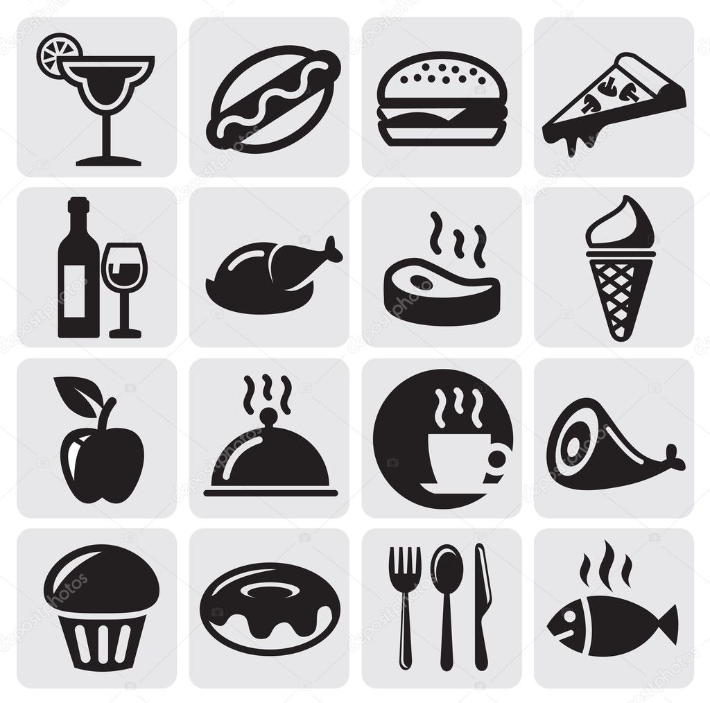 Food Drink icons — Stock Vector © bioraven #11803305