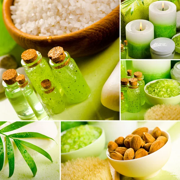 Collage of green spa still life