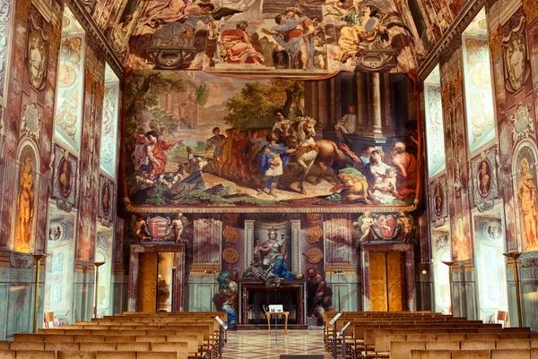 Indoor interior hall with monumental painting pictures