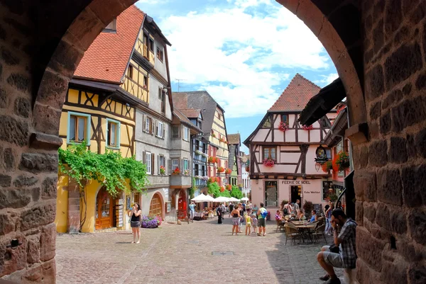 Central square in Riquewihr town, France