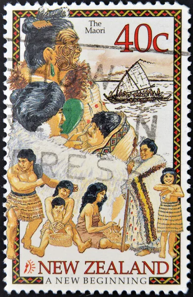 NEW ZEALAND CIRCA 1995: A stamp printed in New Zealand shows the maori, a new beginning, circa 1995