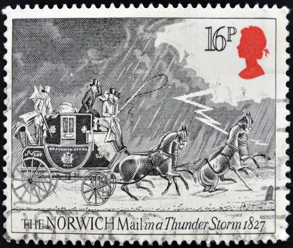 UNITED KINGDOM - CIRCA 1984: A stamp printed in Great Britain dedicated to Bicentenary of first mailcoach run - Bath and Bristol to London, circa 1984