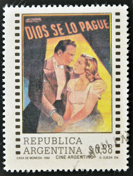 ARGENTINA - CIRCA 1992: A stamp printed in Argentina dedicated to cinema shows poster for the film 