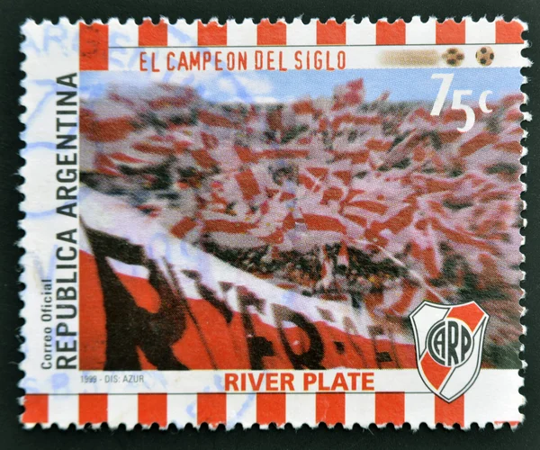 ARGENTINA - CIRCA 1999: A stamp printed in Argentina shows the fans of River Plate, circa 1999