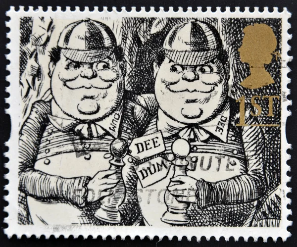 UNITED KINGDOM - CIRCA 1993: A stamp printed in Great Britain shows Tweedledum and Tweedledee (Alice Through the Looking-Glass), circa 1993