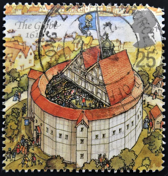 UNITED KINGDOM - CIRCA 1995: A stamp printed in Great Britain dedicated to Reconstruction of Shakespeares Globe Theatre, shows the globe, 1614, circa 1995