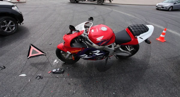 Crashed motorcycle
