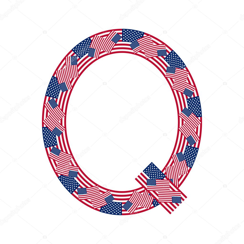 Letter Q made of USA flags on white background — Stock Vector