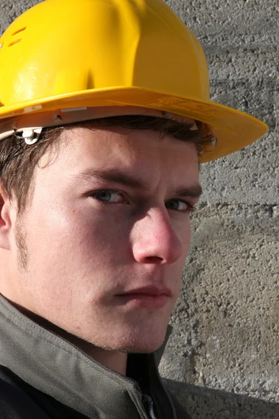 Serious looking laborer