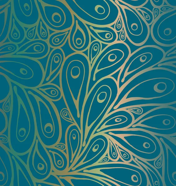 Seamless doodle peacock feathers pattern