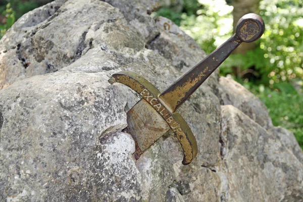 The legendary sword of King Arthur stuck in the rocks